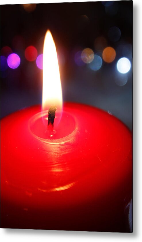 Candle Metal Print featuring the photograph Red candle by Stela Taneva