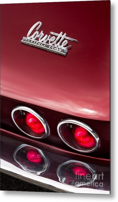 Automobile Metal Print featuring the photograph Red Corvette Taillight by Jerry Fornarotto