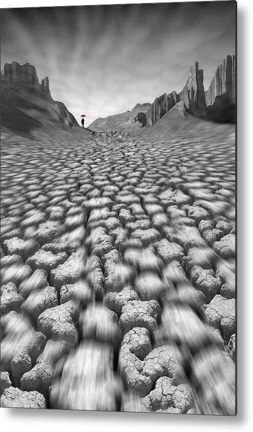Surrealism Metal Print featuring the photograph Red Umbrella by Mike McGlothlen