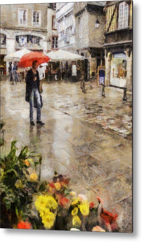 Red Metal Print featuring the photograph Red Umbrella by Nigel R Bell