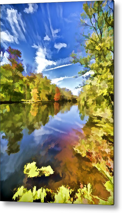 Autumn Metal Print featuring the painting Reflections on the Canal II by David Letts