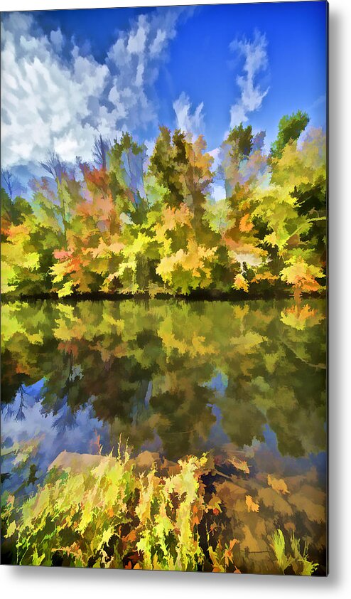 Autumn Metal Print featuring the painting Reflections on the Canal III by David Letts