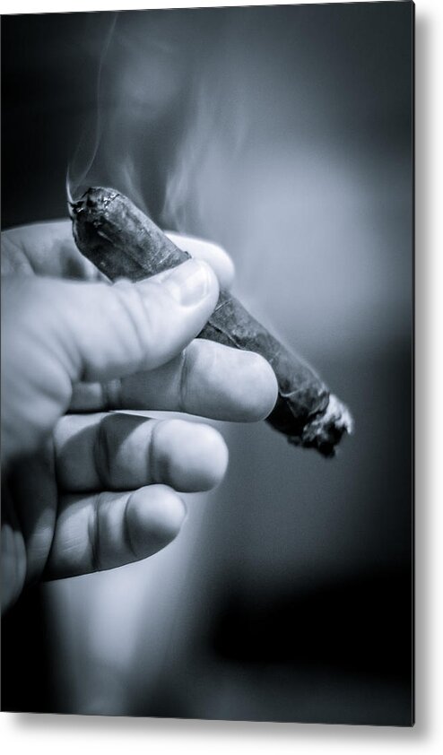 Relaxing With A Cigar Metal Print featuring the photograph Relaxing with a Cigar by David Morefield