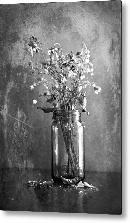 Vintage Jar Metal Print featuring the photograph Remains Of The Season by Theresa Tahara
