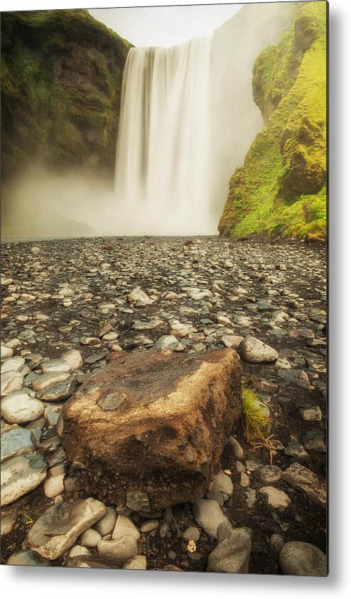 Skogafoss Waterfall Metal Print featuring the photograph Rock n' fall by Greg Wyatt