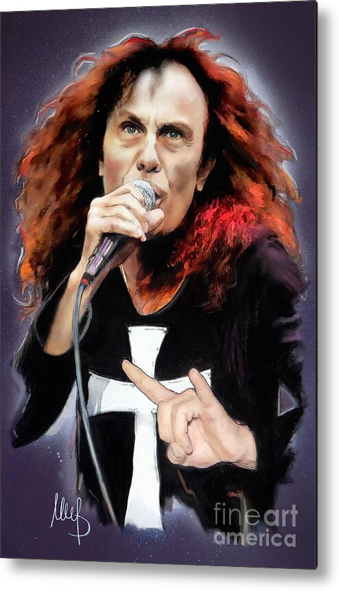 Ronnie James Dio Metal Print featuring the mixed media Ronnie James Dio by Melanie D