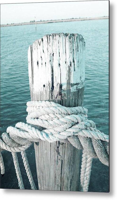 Rope Metal Print featuring the digital art Rope On Post I by Susan Bryant