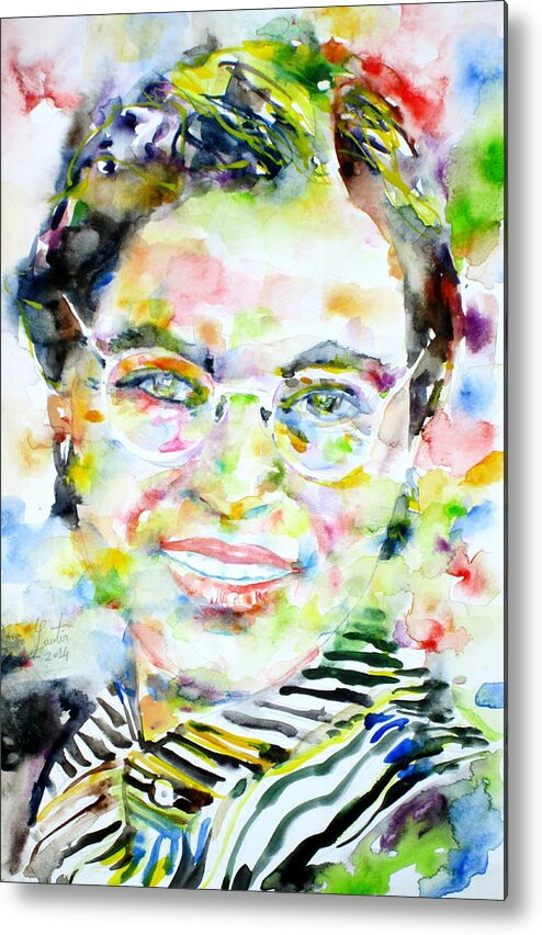 Rosa Parks Metal Print featuring the painting ROSA PARKS - watercolor portrait by Fabrizio Cassetta
