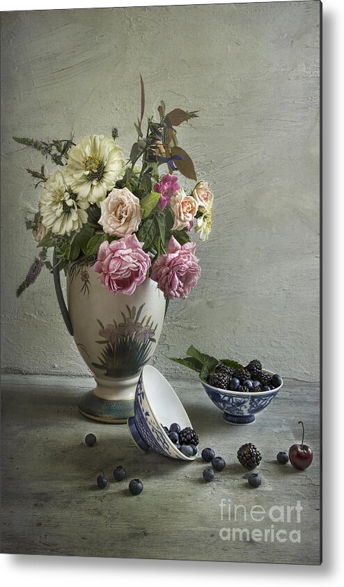 Roses And Berries Metal Print featuring the photograph Roses and berries by Elena Nosyreva