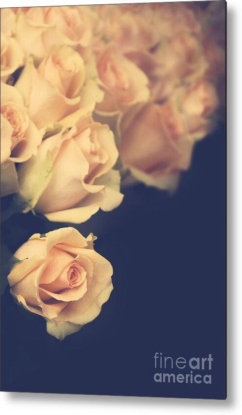 Vintage Metal Print featuring the photograph White Roses Bouguet by Jelena Jovanovic