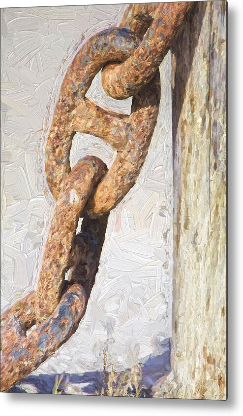Anchor Metal Print featuring the painting Rusted Anchor Chain by David Letts