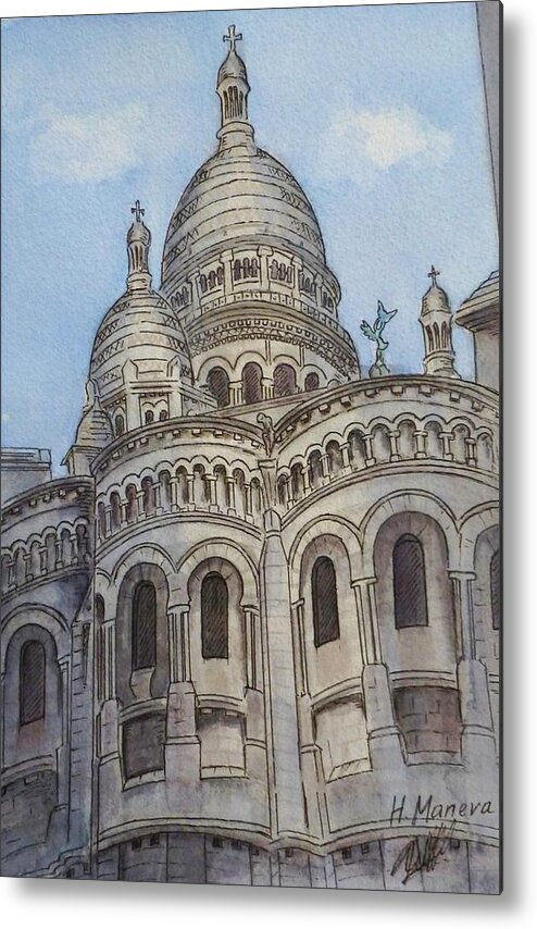 Architecture Metal Print featuring the painting Sacre Coeur II by Henrieta Maneva