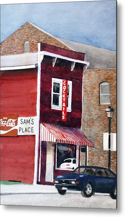 Watercolor Metal Print featuring the painting Sam's Place by Rick Mosher
