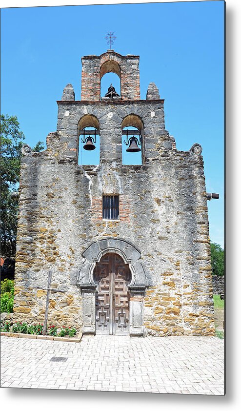 Travelpixpro San Antonio Metal Print featuring the photograph San Antonio Missions National Historical Park Mission Espada Facade Exterior by Shawn O'Brien