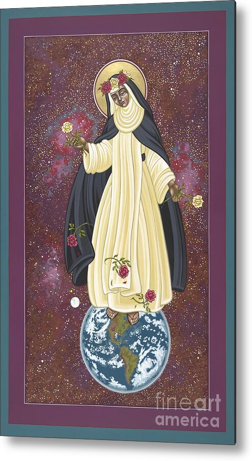 Santa Rosa Of The Cosmos Metal Print featuring the painting Santa Rosa Patroness of the Americas 166 by William Hart McNichols