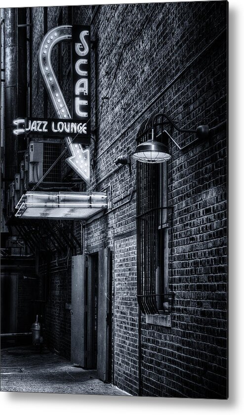Scat Lounge Metal Print featuring the photograph Scat Lounge in Cool Black and White by Joan Carroll