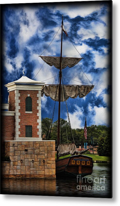 Warship Metal Print featuring the photograph Schooner at Port II by Lee Dos Santos