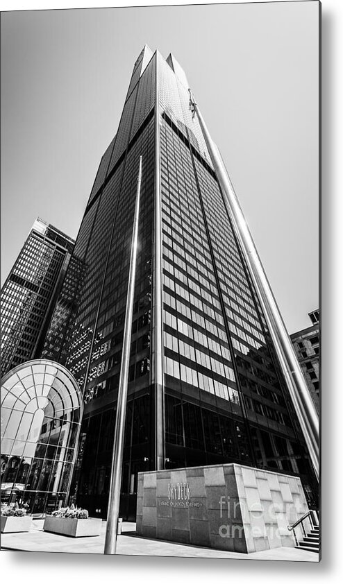 America Metal Print featuring the photograph Sears Willis Tower Chicago Black and White Picture by Paul Velgos