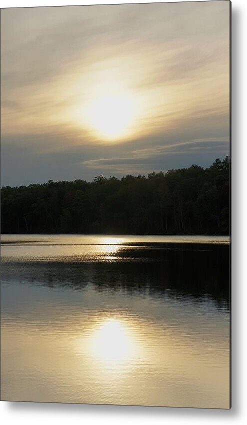 Sun Metal Print featuring the photograph Setting Sun Reflections on Lake by Lilliana Mendez