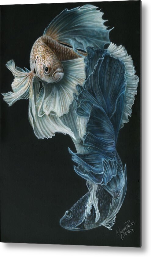 North Dakota Artist Metal Print featuring the painting Siamese Fighting Fish Three by Wayne Pruse