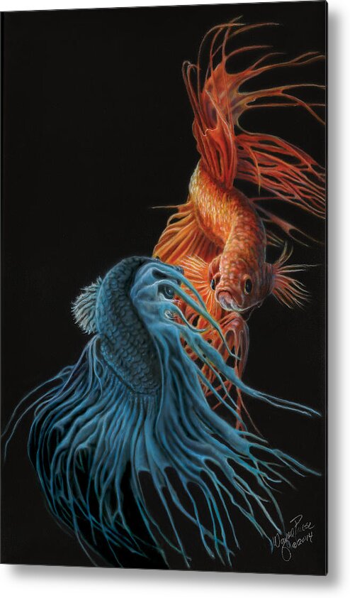 North Dakota Artist Metal Print featuring the painting Siamese Fighting Fish Two by Wayne Pruse