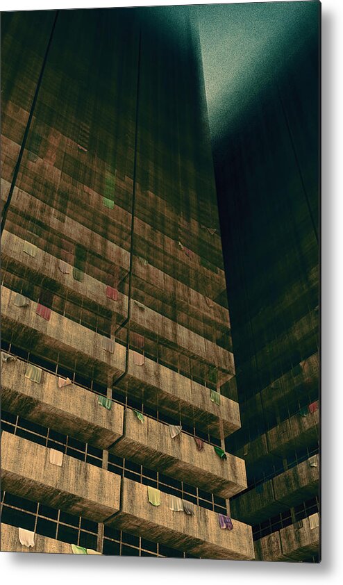 Apartments Metal Print featuring the digital art Slums of Metropolis by Matthew Lindley