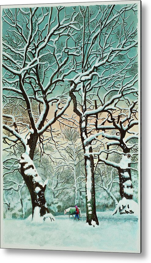 People Metal Print featuring the digital art Snow In Forest by Georgette Douwma