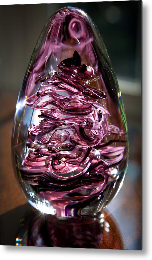 Glass Metal Print featuring the glass art Solid Glass Sculpture E3 by David Patterson