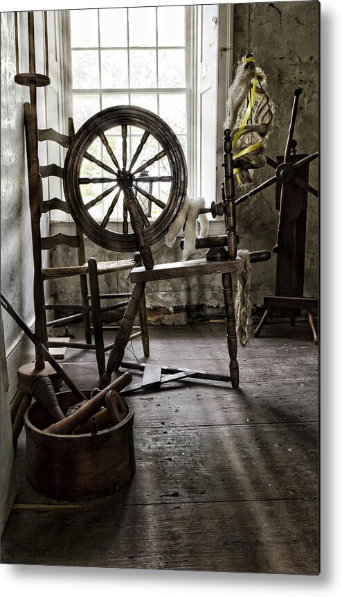 Hull House Metal Print featuring the photograph Spinning Wheel by Peter Chilelli