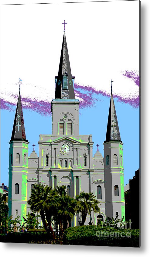 St. Louis Cathedral Metal Print featuring the digital art St Louis Cathedral Poster 2 by Alys Caviness-Gober