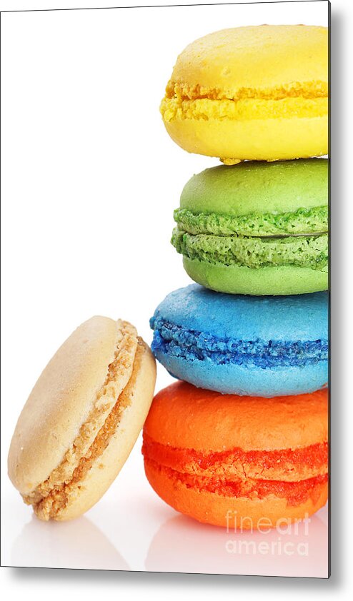 Macaroons Metal Print featuring the photograph Stack of macaroons by Sylvie Bouchard