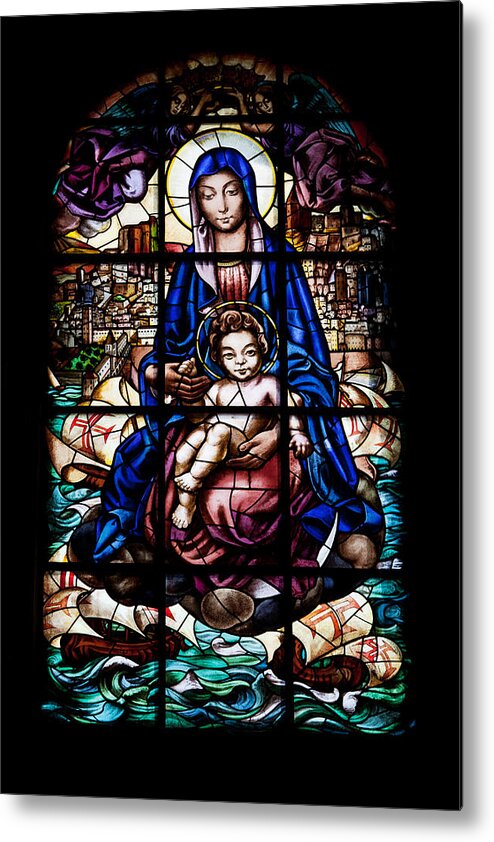 Stained Metal Print featuring the photograph Stained Glass Window in Jeronimos Monastery Church by Artur Bogacki