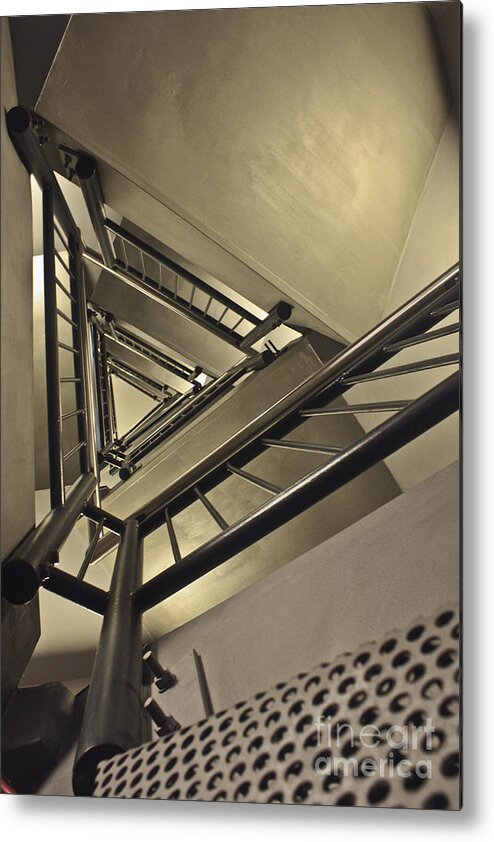 Spinnaker Tower Staircase Metal Print featuring the photograph Stairing up the Spinnaker Tower by Terri Waters