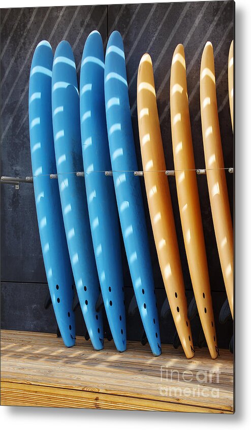 Background Metal Print featuring the photograph Standing Surf boards by Carlos Caetano