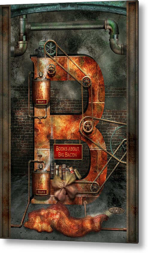 Self Metal Print featuring the digital art Steampunk - Alphabet - B is for Belts by Mike Savad