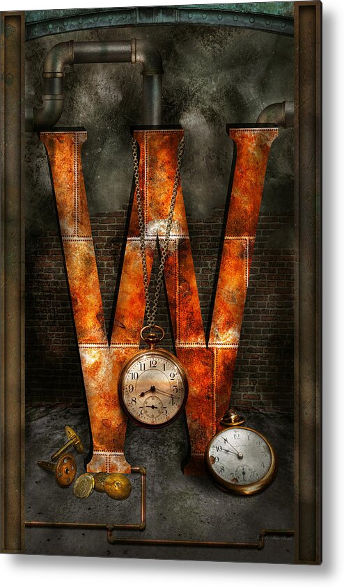 Self Metal Print featuring the digital art Steampunk - Alphabet - W is for Watches by Mike Savad