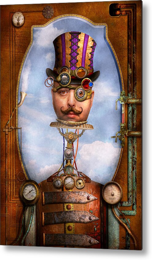 Robot Metal Print featuring the digital art Steampunk - Integrated by Mike Savad