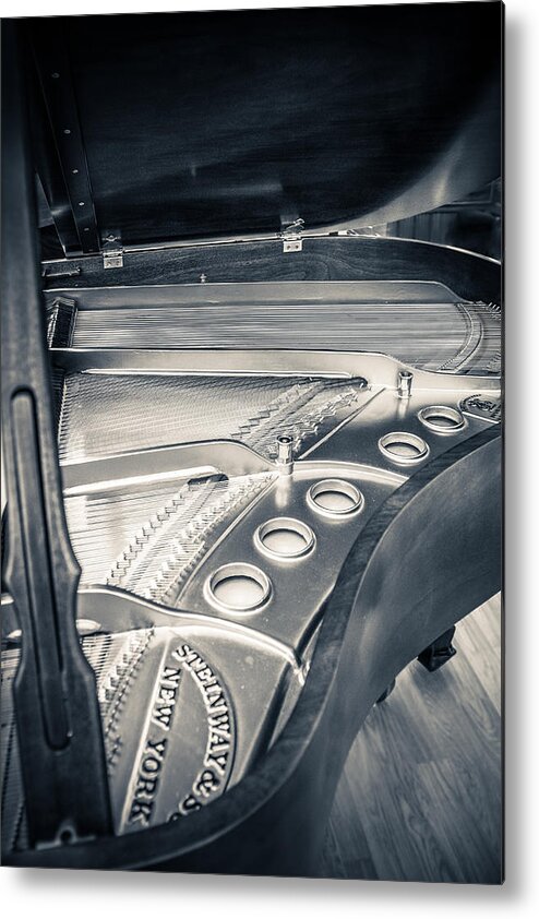 B&w Metal Print featuring the photograph Steinway by Carrie Cole
