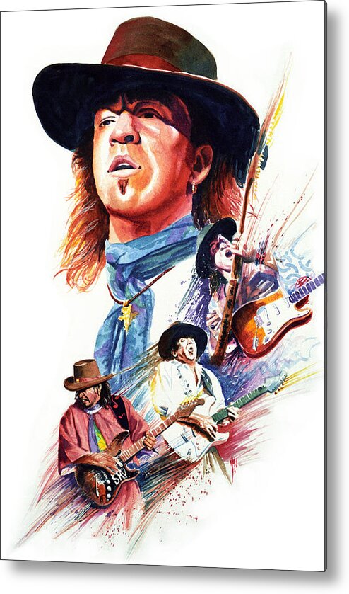 Guitarists Metal Print featuring the painting Stevie Ray Vaughn by Ken Meyer jr