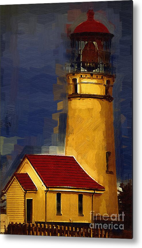 Lighthouse Metal Print featuring the digital art Cape Blanco Lighthouse in Gothic by Kirt Tisdale