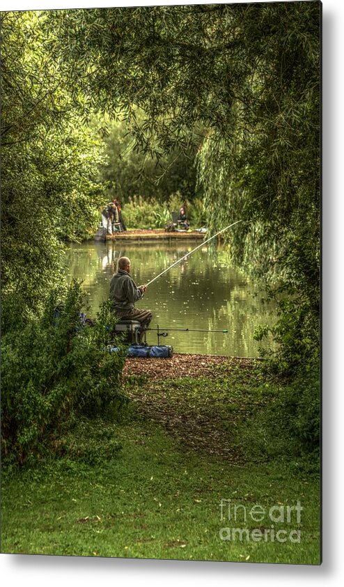 Sunday Fishing Metal Print featuring the photograph Sunday fishing at the Lake by Jeremy Hayden