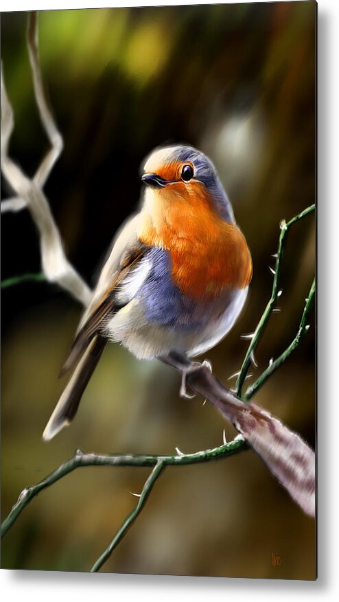 Robin Metal Print featuring the painting Sunny Spot by Arie Van der Wijst