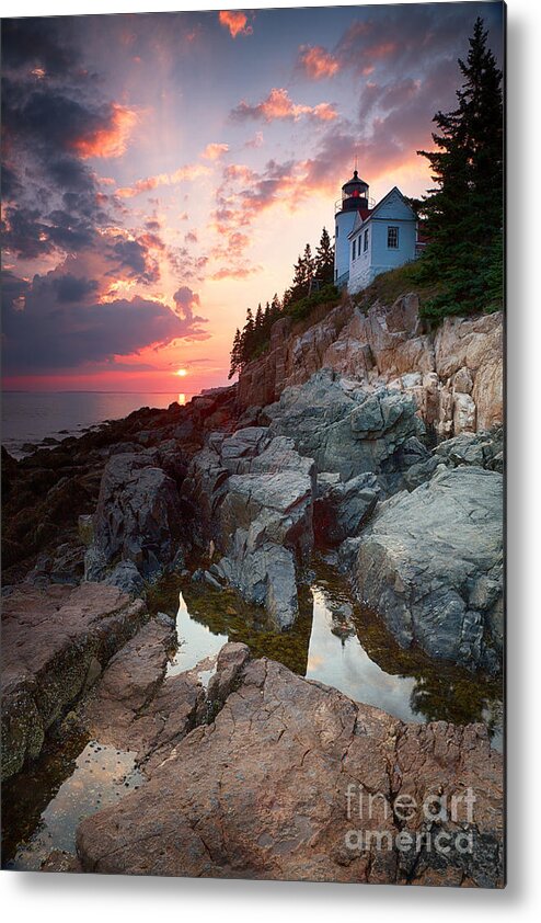 Acadia Metal Print featuring the photograph Sunset at Bass Harbor Lighthouse by Jane Rix