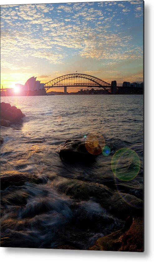 Sydney Harbor Bridge Metal Print featuring the photograph Sunset In Sydney by Simonbradfield