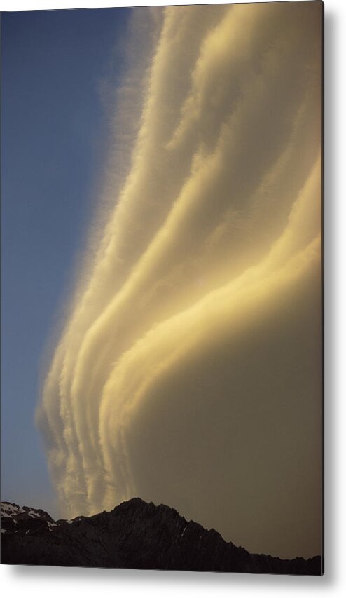 Feb0514 Metal Print featuring the photograph Sunset On Storm Clouds Near Mt Cook by Ian Whitehouse