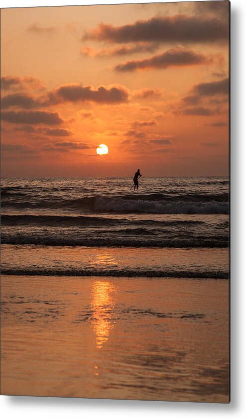 Beach Metal Print featuring the photograph Sunset Paddle by Sonny Marcyan