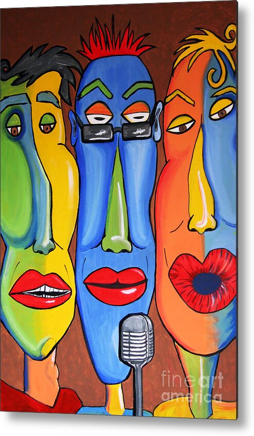 Pop Art Metal Print featuring the painting Talking Heads by Vickie Scarlett-Fisher