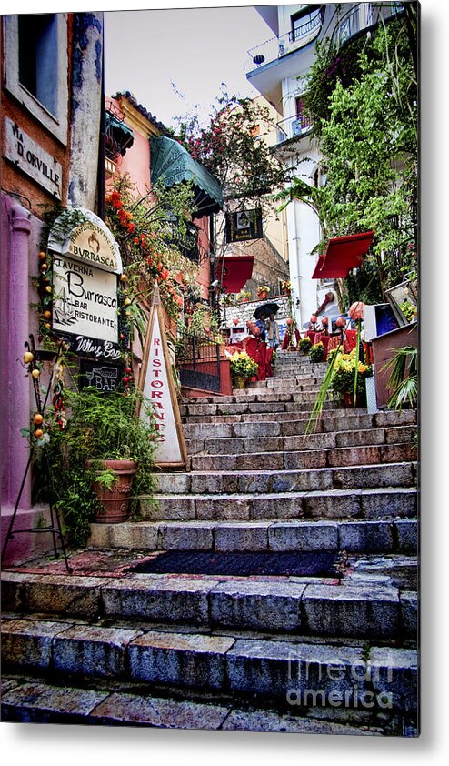 Sicily Metal Print featuring the photograph Taormina Steps Sicily by David Smith