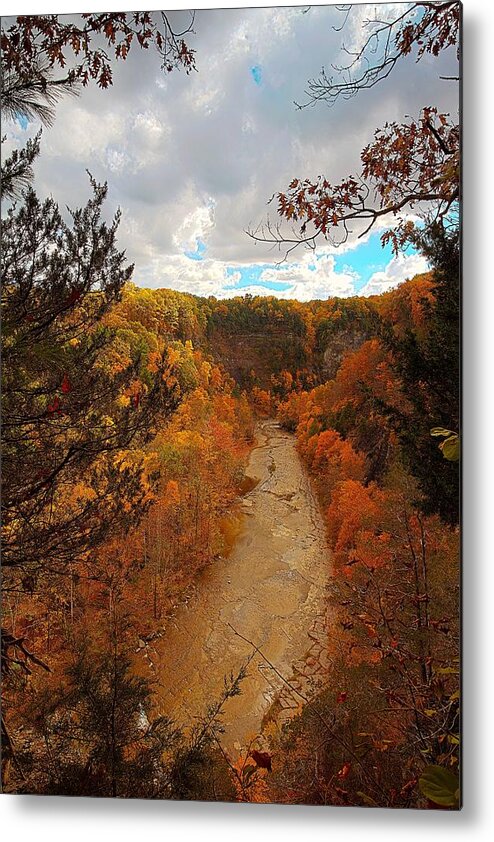 Taughannock Metal Print featuring the painting Taughannock River Canyon In Colorful Fall Ithaca New York III by Paul Ge