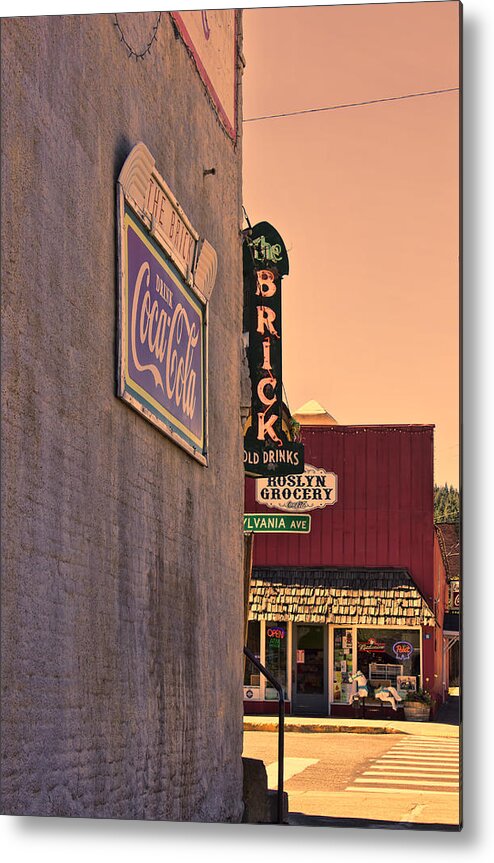 Pub Sign Metal Print featuring the photograph The Brick at Sunset by Cathy Anderson